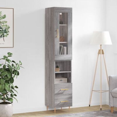 vidaXL Credenza Grigio Sonoma 34,5x34x180 cm in Legno Multistrato