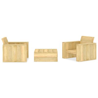 vidaXL Set Divani da Giardino 3 pz in Legno di Pino Impregnato