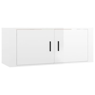 vidaXL Set Mobili Porta TV 8pz Bianco Lucido in Legno Multistrato