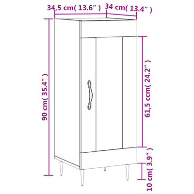 vidaXL Credenza Rovere Marrone 34,5x34x90 cm in Legno Multistrato