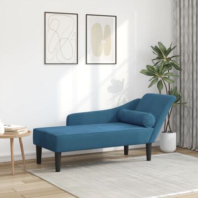 vidaXL Chaise Longue con Cuscini Blu in Velluto