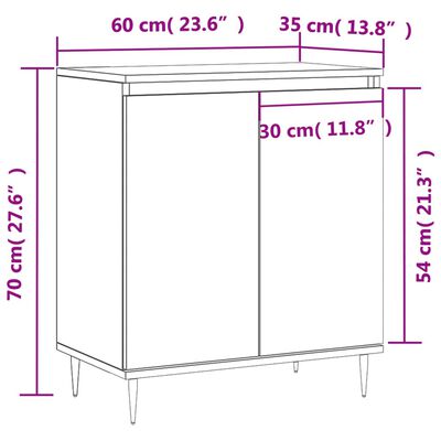 vidaXL Credenza Grigio Cemento 60x35x70 cm in Legno Multistrato