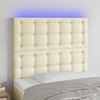 vidaXL Testiera a LED Crema 100x5x118/128 cm in Similpelle