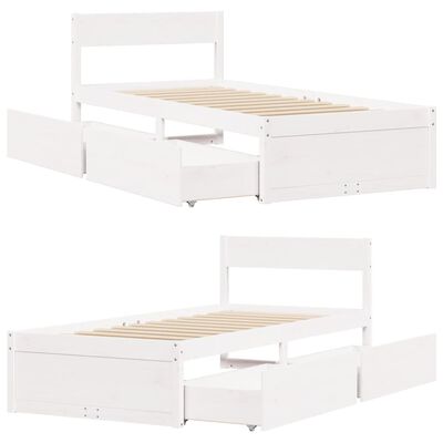 vidaXL Letto senza Materasso Bianco 75x190 in Legno Massello di Pino