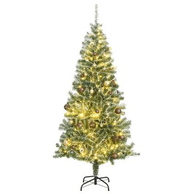 vidaXL Albero di Natale Artificiale con 300 LED Palline e Neve 180 cm