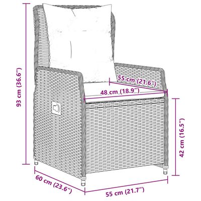 vidaXL Set da Bistrò 3 pz con Cuscini Grigio in Polyrattan