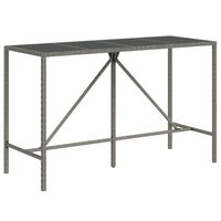 vidaXL Tavolo da Bar con Piano in Vetro Grigio 180x70x110cm Polyrattan