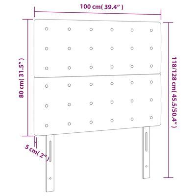 vidaXL Testiera a LED Cappuccino 100x5x118/128 cm in Similpelle