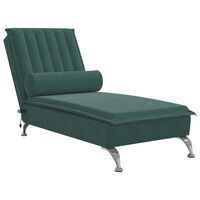 vidaXL Chaise Longue Massaggi con Capezzale Verde Scuro in Velluto