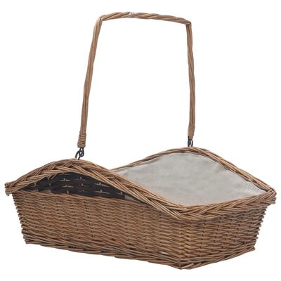 vidaXL Cesta Legna da Ardere con Manico 61,5x46,5x58cm Marrone Salice