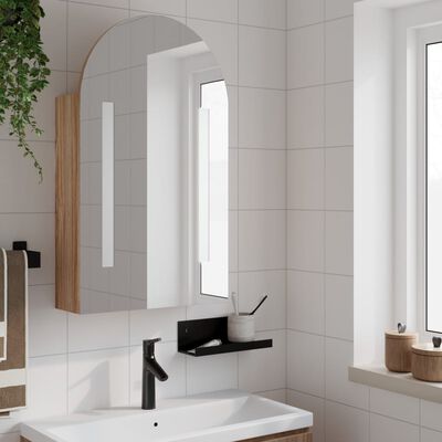 vidaXL Armadietto Bagno con Specchio e LED ad Arco Rovere 42x13x70 cm