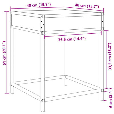 vidaXL Comodino con LED Infinity Nero 40x40x51 cm