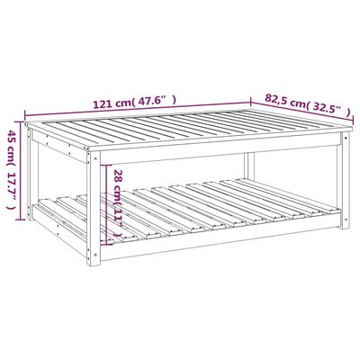 vidaXL Tavolo da Giardino 121x82,5x45 cm in Legno Massello di Douglas