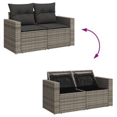 vidaXL Set Divano da Giardino 10 pz con Cuscini Grigio in Polyrattan