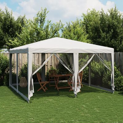 vidaXL Tenda per Feste con 8 Pareti Laterali in Rete Bianco 4x4 m HDPE