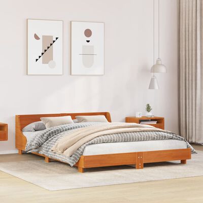 vidaXL Letto senza Materasso Marrone Cera 160x200 cm in Legno di Pino