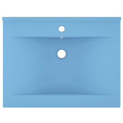 vidaXL Lavandino con Foro Rubinetto Azzurro Opaco 60x46 cm in Ceramica