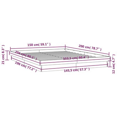 vidaXL Giroletto LED Marrone Cera 150x200 cm in Legno Massello di Pino