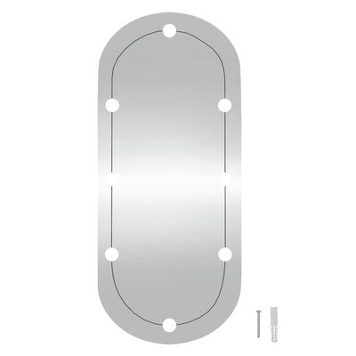 vidaXL Specchio da Parete con Luci LED 45x100 cm Vetro Ovale
