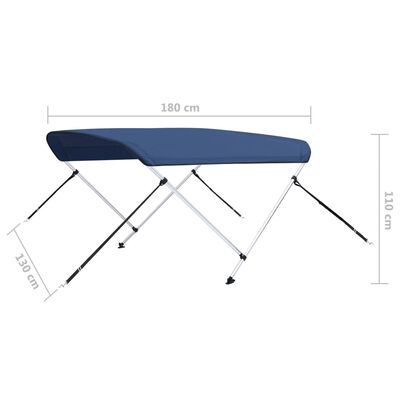 vidaXL Bimini di Prua con Tendalino a 2 Archi Blu Marino 180x130x110cm