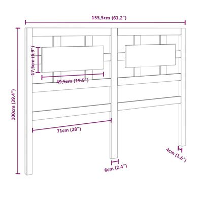 vidaXL Testiera per Letto 155,5x4x100 cm Legno Massello di Pino