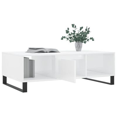 vidaXL Tavolino da Salotto Bianco Lucido 104x60x35cm Legno Multistrato