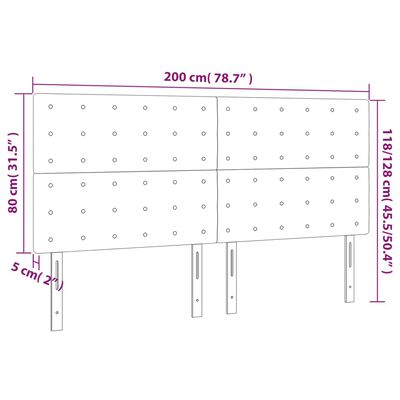 vidaXL Testiera a LED Nera 200x5x118/128cm in Velluto