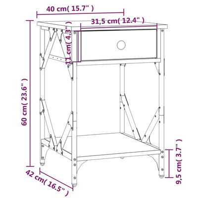 vidaXL Comodino Rovere Sonoma 40x42x60 cm in Legno Multistrato