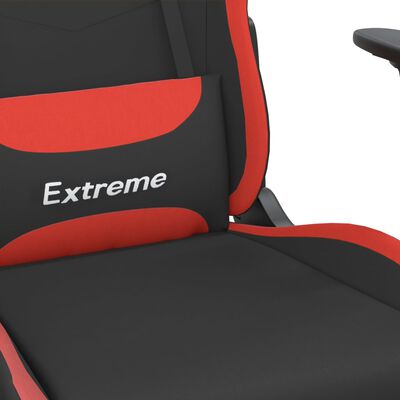 vidaXL Sedia da Gaming con Poggiapiedi Rosso e Nero in Tessuto