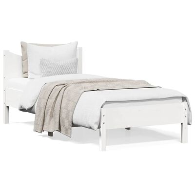 vidaXL Letto senza Materasso Bianco 75x190 in Legno Massello di Pino