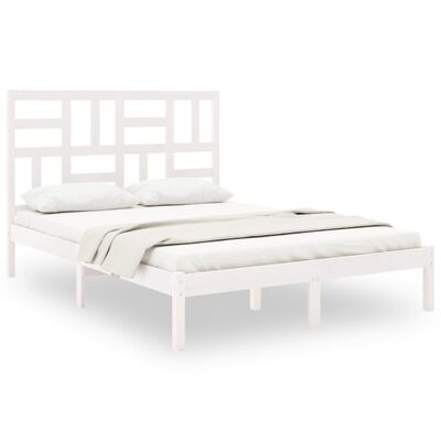 vidaXL Giroletto Bianco in Legno Massello 135x190 cm Double