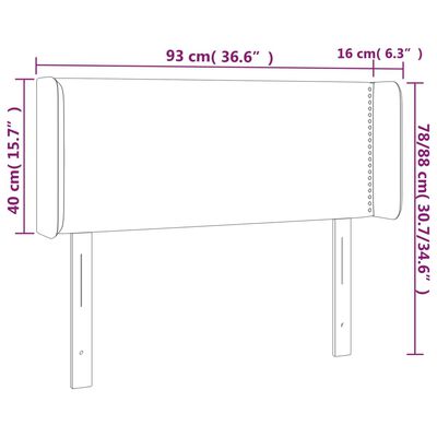 vidaXL Testiera Grigio Chiaro a LED 93x16x78/88 cm in Tessuto