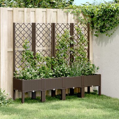 vidaXL Fioriera da Giardino con Traliccio Marrone 160x40x142 cm in PP