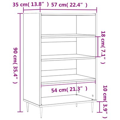 vidaXL Credenza Bianca 57x35x90 cm in Legno Multistrato