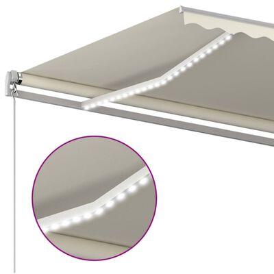 vidaXL Tenda da Sole Retrattile Manuale LED 500x350 cm Crema