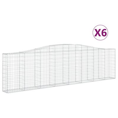 vidaXL Cesti Gabbioni ad Arco 6 pz 400x30x100/120 cm Ferro Zincato