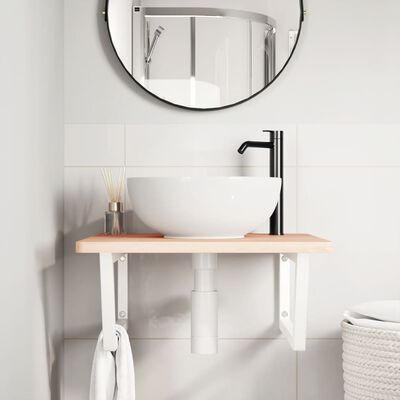 vidaXL Reggimensole per Lavabo 2 pz Bianche Trapezio in Acciaio