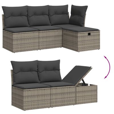 vidaXL Set Divano da Giardino 5 pz con Cuscini Grigio in Polyrattan