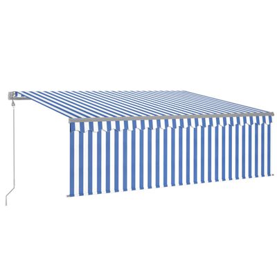 vidaXL Tenda Sole Retrattile Automatica con Parasole 4,5x3m Blu Bianco