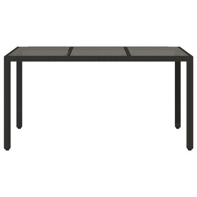 vidaXL Tavolo da Giardino Piano in Vetro Nero 150x90x75 cm Polyrattan