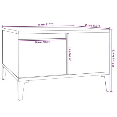 vidaXL Tavolino Salotto Grigio Cemento 55x55x36,5 cm Legno Multistrato