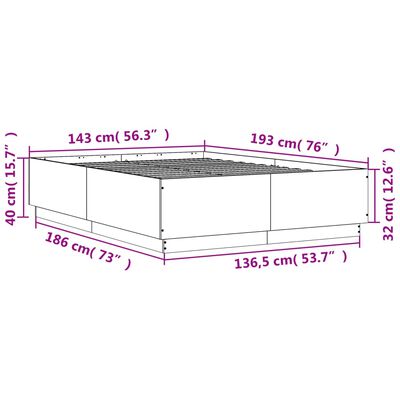 vidaXL Giroletto Luci LED Grigio Cemento 140x190 cm Legno Multistrato