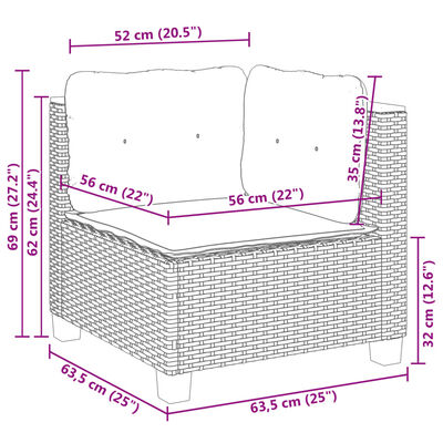 vidaXL Set Divano da Giardino 6 pz con Cuscini Grigio in Polyrattan