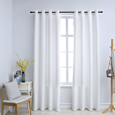 vidaXL Tende Oscuranti con Anelli in Metallo 2 pz Avorio 140x225 cm