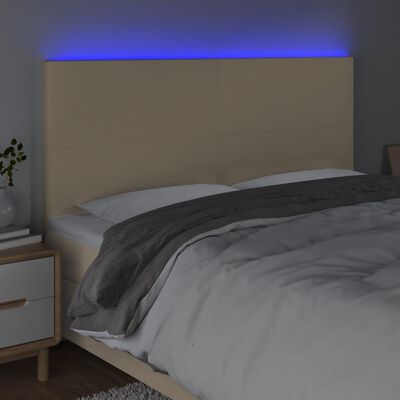 vidaXL Testiera a LED Crema 180x5x118/128 cm in Tessuto