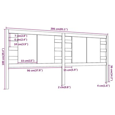 vidaXL Testiera per Letto 206x4x100 cm in Legno Massello di Pino