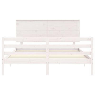 vidaXL Giroletto con Testiera Bianco King Size in Legno Massello