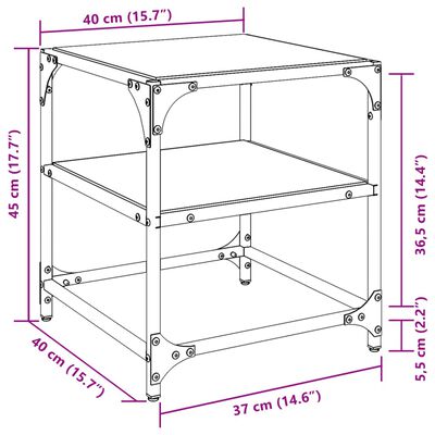 vidaXL Tavolini da Salotto con Piano Vetro Nero 2pz 40x40x45cm Acciaio