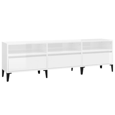 vidaXL Mobile Porta TV Bianco Lucido 150x30x44,5 cm Legno Multistrato