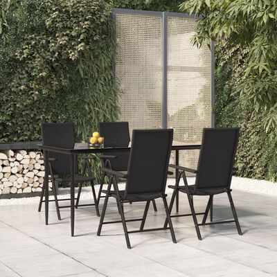 vidaXL Set da Pranzo da Giardino 5 pz Nero in Polyrattan